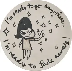 Yoshitomo Nara, I'm Ready to Go Anywhere, I'm Ready to Fade Away, 2007, hand-painted ceramic plate