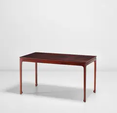Low table by Ole Wanscher, 1957, Brazilian rosewood-veneered wood, Brazilian rosewood, sold Dec 2020