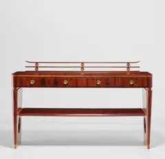 Rare sideboard by Paolo Buffa, 1930, Brazilian rosewood-veneered wood, Brazilian rosewood, sapele-veneered wood, sapele, brass, sold Dec 2020