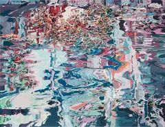 Reflection h-7 by Anne Kagioka Rigoulet, 2016, oil and mixed media on panel, sold Dec 2020