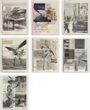 Cui Jie, Untitled #2, 2015, unique digital print and masking tape redactions on book pages (suite of 7)