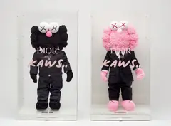 Kaws x Dior, Two works: Dior BFF Plush (i) (Black); (ii) (Pink), 2019, polyester plush