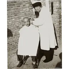 Outdoor Barber by Andy Warhol, 1982, gelatin silver print, sold Oct 2020