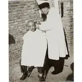 Outdoor Barber by Andy Warhol, 1982, gelatin silver print, sold Oct 2020