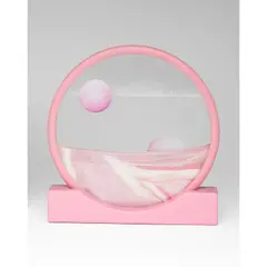 Pink Sand Circle by Daniel Arsham, 2019, wood, glass, sand, air, sold Oct 2020