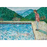 Madsaki, Portrait of an Artist (Pool with Two Figures) II (Inspired by David Hockney), 2020, offset lithograph in colours on smooth paper