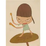 Marching on a Butterbur Leaf by Yoshitomo Nara, 2019, offset lithograph in colours on smooth paper, sold Oct 2020
