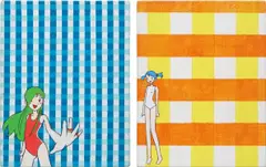 Two works: (i) Wheat Tea 1ℓ; (ii) I have many of them by Mr., 2000, acrylic on canvas, sold May 2019