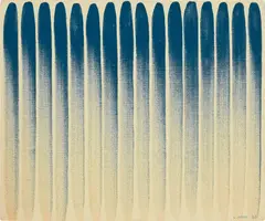 From Line by Lee Ufan, 1983, mineral pigment on canvas, sold May 2019