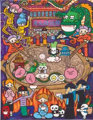 Skyscraper Ramen by Maki Hosokawa, 2018, acrylic on canvas, sold May 2019