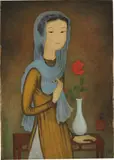 Mai Trung Thu, La Rose Rouge (J. femme à l’écharpe) [The Red Rose (Young Lady with Scarf)]