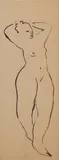 Standing Nude with Raised Arms by Sanyu, ink on paper, sold May 2019