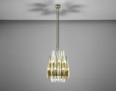 'Dahlia' ceiling light by Max Ingrand, 1955, coloured glass, glass, brass, sold May 2019
