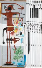 Jean-Michel Basquiat, Thermopolae, 1985, enamel, acrylic, wax crayon on wood