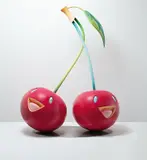 Cherries by Takashi Murakami, 2005, FRP, steel, acrylic and urethane paint, sold Nov 2019