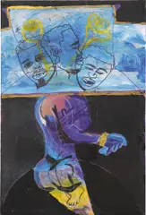 Hacate by Jonathan Lyndon Chase, 2017, glitter, acrylic, marker and graphite on canvas, sold Nov 2019