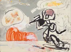 Untitled by Eddie Martinez, 2016, oil, ink and marker on paper, sold Nov 2019