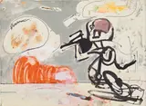 Untitled by Eddie Martinez, 2016, oil, ink and marker on paper, sold Nov 2019