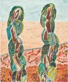 Shara Hughes, Two Pricks, 2015, oil, acrylic and vinyl on canvas