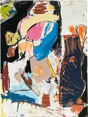 Untitled by Eddie Martinez, 2015, oil, enamel, acrylic, spray paint on linen, sold Nov 2019