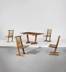 'Conoid' dining table by George Nakashima, 1967, American black walnut, three East Indian rosewood butterfly keys, sold Nov 2019
