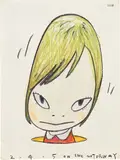 Untitled by Yoshitomo Nara, 2005, coloured pencil on envelope, sold Nov 2019