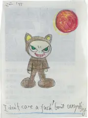 Untitled by Yoshitomo Nara, 1997, coloured pencil and pen on paper, offered Nov 2019