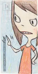 Untitled by Yoshitomo Nara, 2008, coloured pencil on envelope, sold Nov 2019