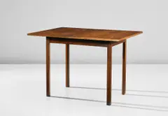 Mogens Koch, Unique folding table, from a private commission, Copenhagen, 1937, Brazilian rosewood-veneered wood, Brazilian rosewood, brass