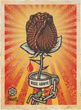 Rose Shackle by Shepard Fairey, 2019, screenprint and mixed media collage on paper, HPM, sold Nov 2019