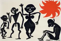 Soporific Sun by Alexander Calder, 1969, ink and gouache on paper, sold Nov 2019