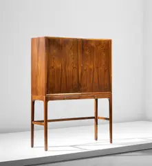 Cabinet by Ole Wanscher, 1954, Brazilian rosewood-veneered wood, Brazilian rosewood, brass, sold Nov 2019