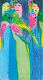 Walasse Ting, Three Beauties, 1982, Chinese ink and acrylic on rice paper