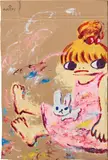Untitled AR08-043 (Girl) by Ayako Rokkaku, 2008, acrylic on cardboard, sold Nov 2019