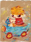 Untitled AR08-044 (Boy) by Ayako Rokkaku, 2008, acrylic on cardboard, sold Nov 2019