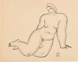 Sanyu, Nude, ink and charcoal on paper