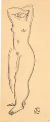 Standing Nude by Sanyu, ink and charcoal on paper, sold May 2018