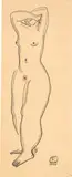 Sanyu, Standing Nude, ink and charcoal on paper