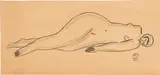 Sanyu, Reclining Nude, ink and charcoal on paper