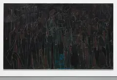 George Condo, Black Standing Figures, 2000, oil, acrylic, oilstick and chalk on canvas