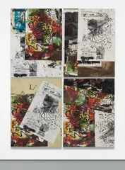 Untitled (JSC09265) by Josh Smith, 2009, mixed media on panel, in four parts, offered May 2018