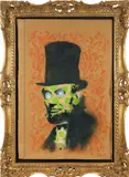 Banksy, Abe Lincoln, 2008, spray paint on cardboard