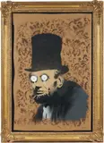 Banksy, Abe Lincoln, 2008, spray paint on cardboard