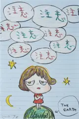 Attention by Yoshitomo Nara, 1997, colour pencil on paper, sold Nov 2018