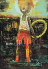 Yoshitomo Nara, L’Angel est Tombée, 1987, acrylic on board