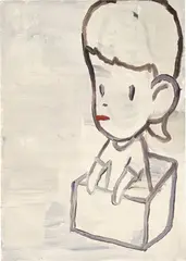Untitled by Yoshitomo Nara, 1995, acrylic on paper mounted on canvas, sold Nov 2018