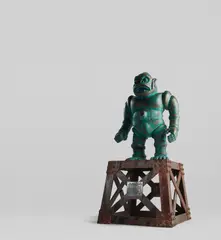 HxS, Mecha Gorilla Ju, 2018, sculpture: bronze coated with verdigris pedestal: iron