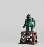 HxS, Mecha Gorilla Ju, 2018, sculpture: bronze coated with verdigris pedestal: iron