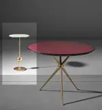 'T1' side table by Osvaldo Borsani and Lucio Fontana, 1950s, reverse-painted glass, brass, brass-plated steel, sold Nov 2018