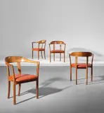 Ole Wanscher, Set of four armchairs, designed 1958, produced 1960s, Brazilian rosewood, Niger leather